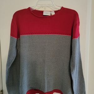 Liz Claiborne Sport Red Black White Sweater Sz XL